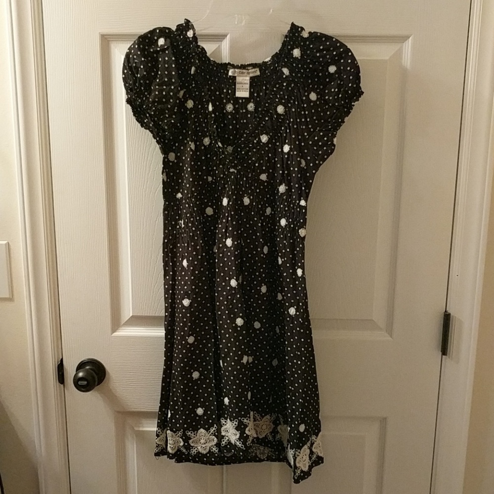 Black embroidered floral summer dress